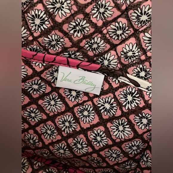 Vera Bradley Tote Bag with Pencil Pouch Case Floral Pink Brown - Picture 7 of 10